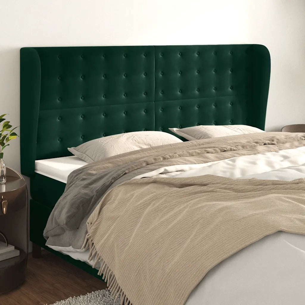 Testiera ad Orecchio Verde Scuro 183x23x118/128cm in Vellutocod mxl 121619