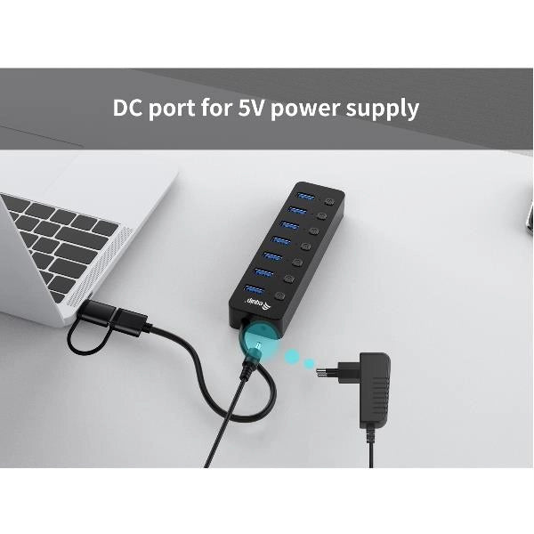 Equip 128965 hub di interfaccia usb 3.2 gen 1 (3.1 gen 1) type-a 5000 mbit/s nero