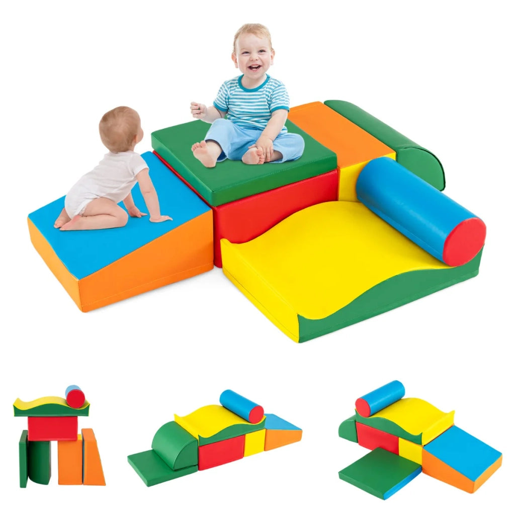 Set di 7 giochi da arrampicata multicolori 40 x 40 x 20 cm sicuri e divertenti stile educativo realizzati in similpelle e schiuma EPE 20_0012268