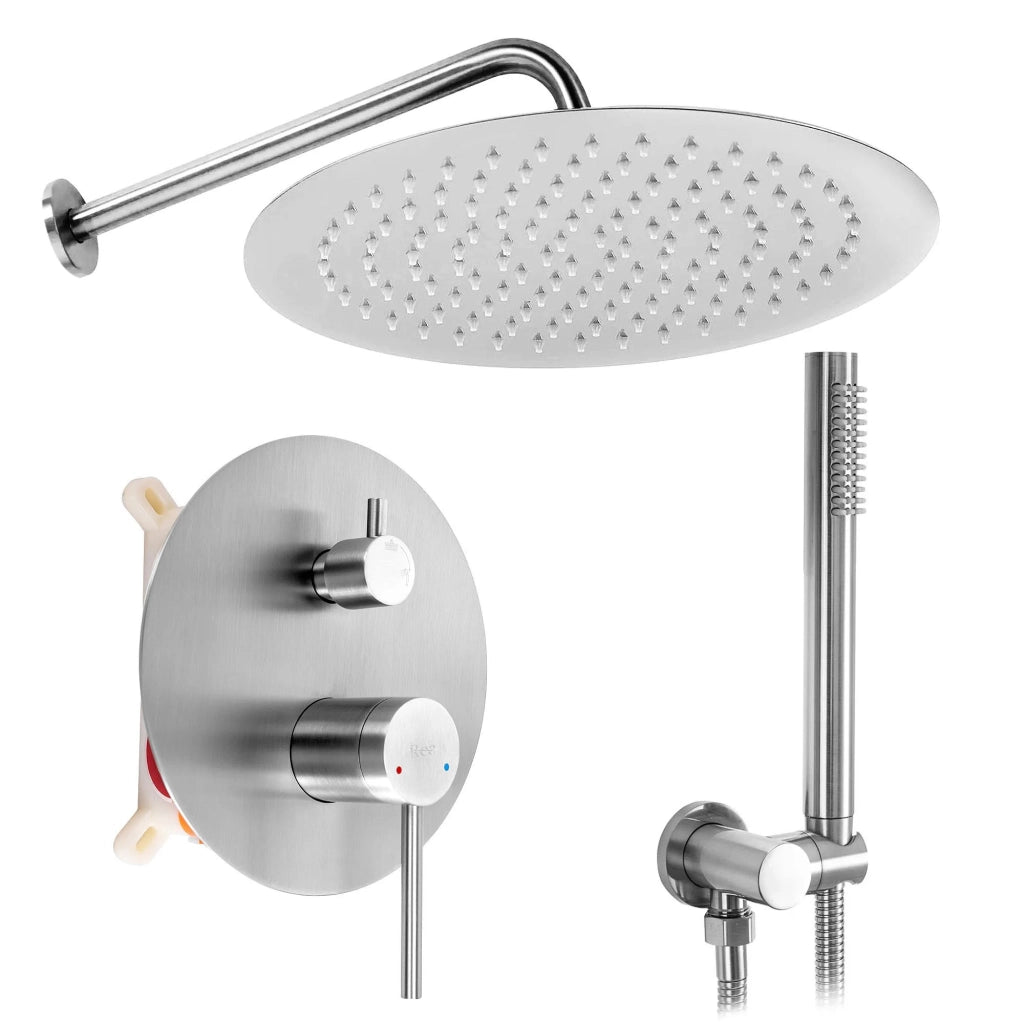 Set Doccia Da Incasso Rea Foss Clif Nickel Brush + Box
