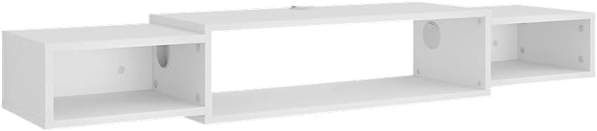 Mobile tv Nordic, Bianco, 139.7 x 20.3 cm con ripiani aperti, adatto al montaggio a parete per una configurazione flessibile degli spazi