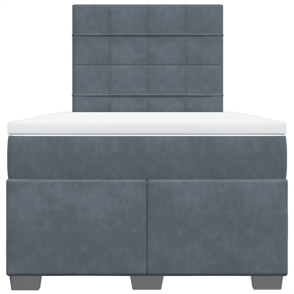 Giroletto a Molle con Materasso Grigio Scuro 120x190 cm Velluto