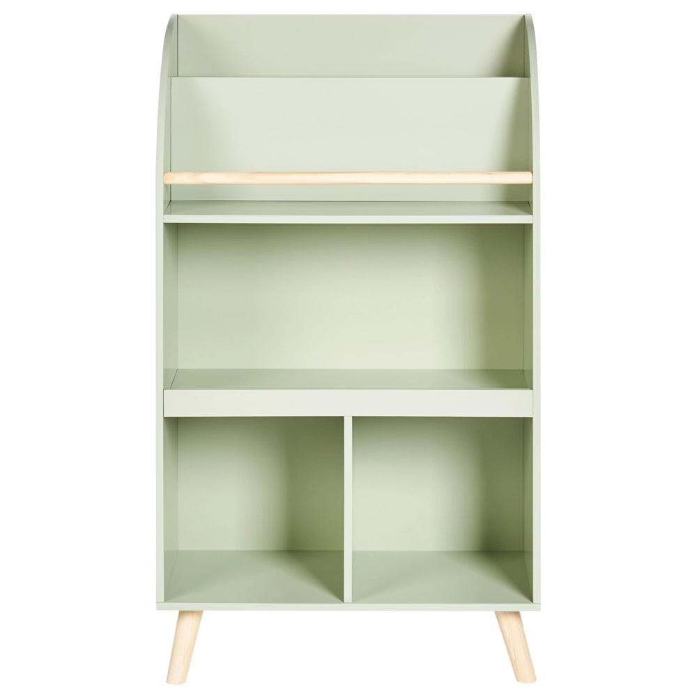 Scaffale a 3 ripiani per la camera dei bambini in legno di pino MDF gambe in legno verde elegante
