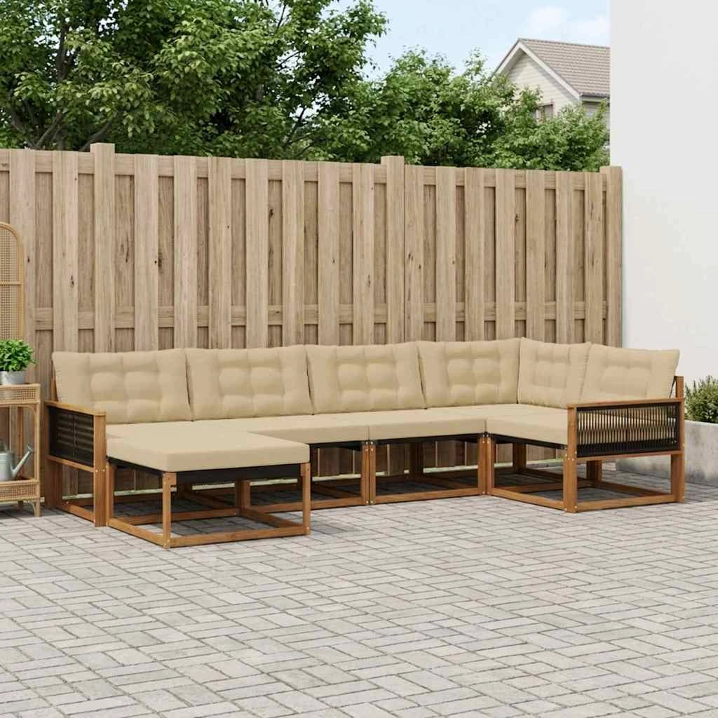 Set di divani da esterno 6 pz Naturale e Beige 3381537