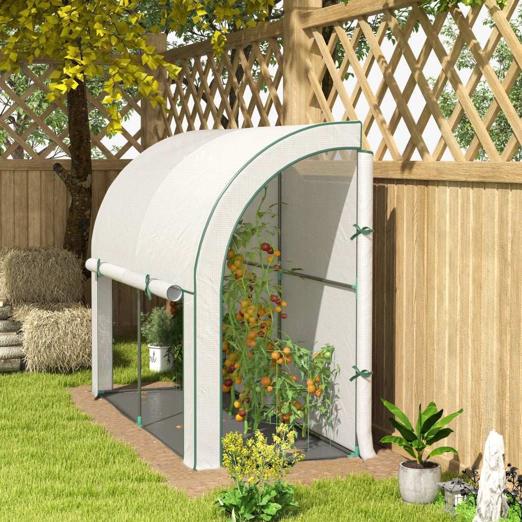 SERRA da giardino 200x80x157 cm con porta avvolgibile, plastica bianca