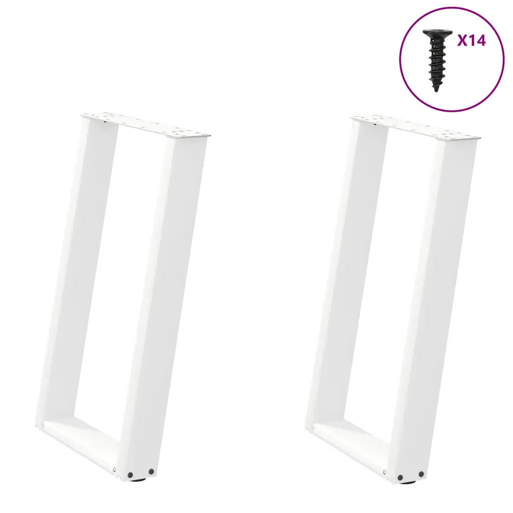Gambe per tavolo da pranzo a forma di U 2 pz bianche 60x(72-73) cm in acciaio