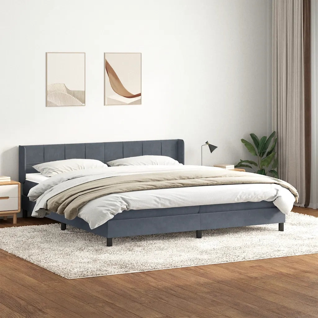 Giroletto a Molle con Materasso Grigio Scuro 180x220 cm Velluto 3318166