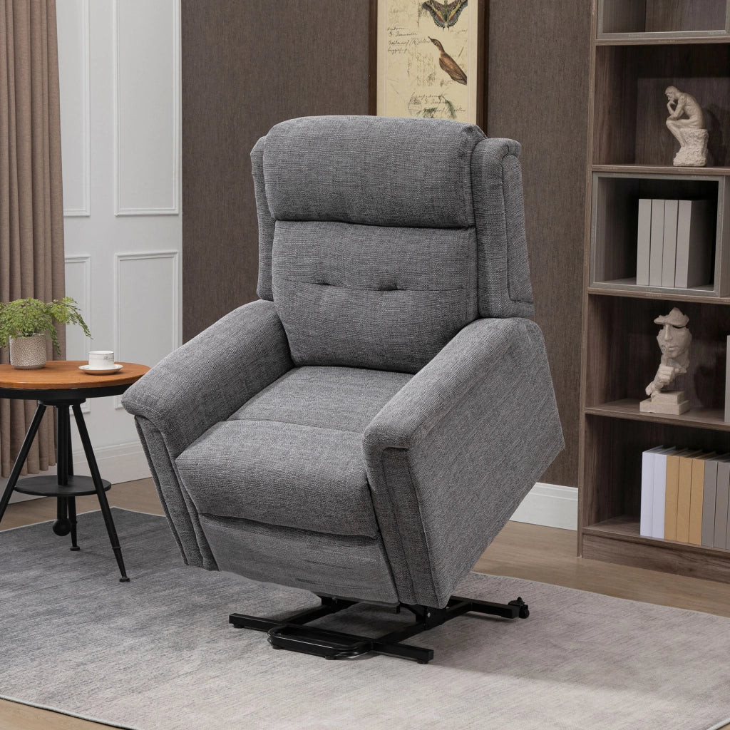 Poltrona Relax Elettrica con Alzapersona e Poggiapiedi ¨C Zephmum ¨C Grigio Scuro in Tessuto