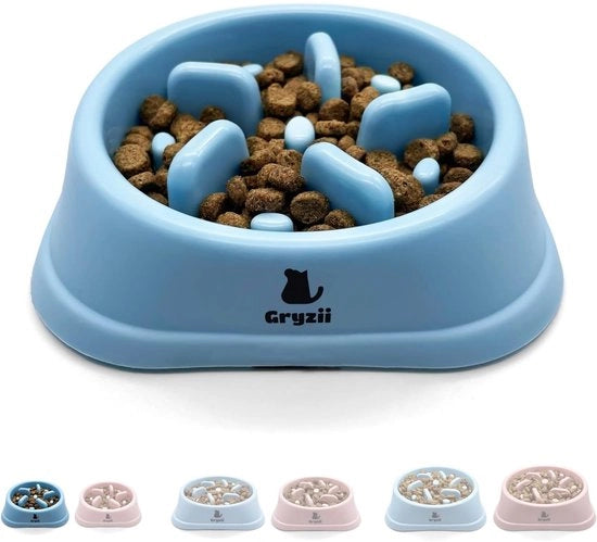 Anti-slikbak per piccoli cani e cuccioli | Piccoli animali domestici, alimentatore lento per cani, supporta la digestione dell'animale, anti-braconico, fondo antiscivolo, gabbia per cani (blu, piccolo cane)