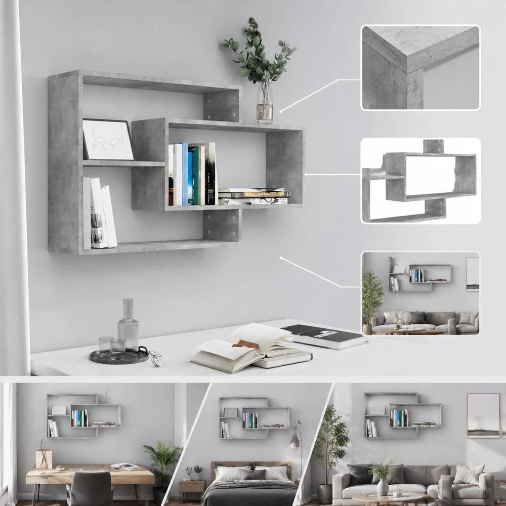 Wall Shelves, Concrete Grey, 104x20x58.5 Cm, Wood-based Material