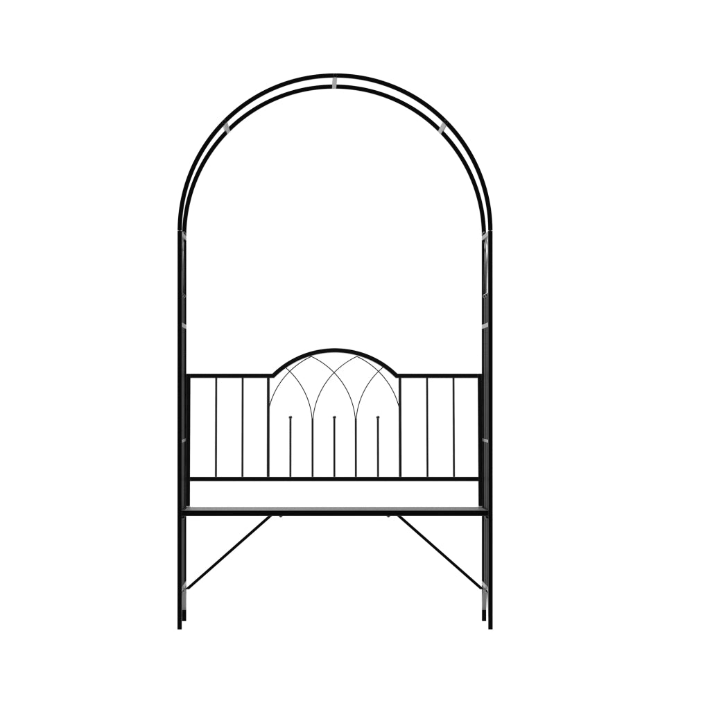 Arco da Giardino Metallico con Panchina ¨C zephmum ¨C Nero 115x59x203 cm