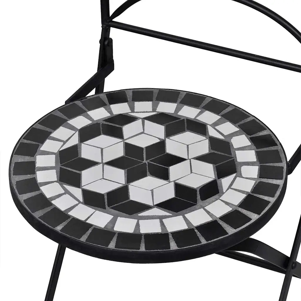 Sedie da Bistrot Pieghevoli 2 pz in Ceramica Nero e Bianco cod mxl 10138