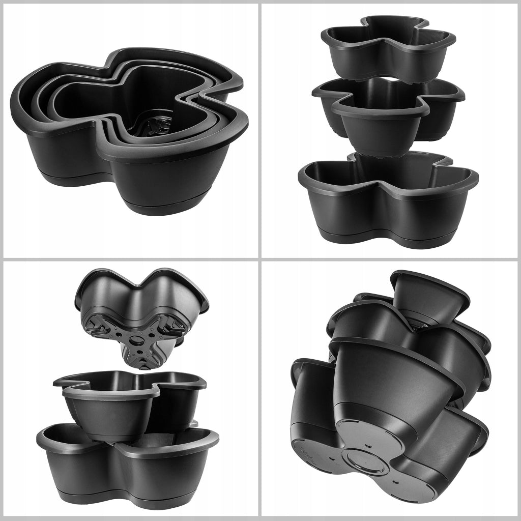 Vaso da fiori KADAX, vaso per fiori, coperchio in plastica, tripla cascata, supporto per fiori 3 in 1