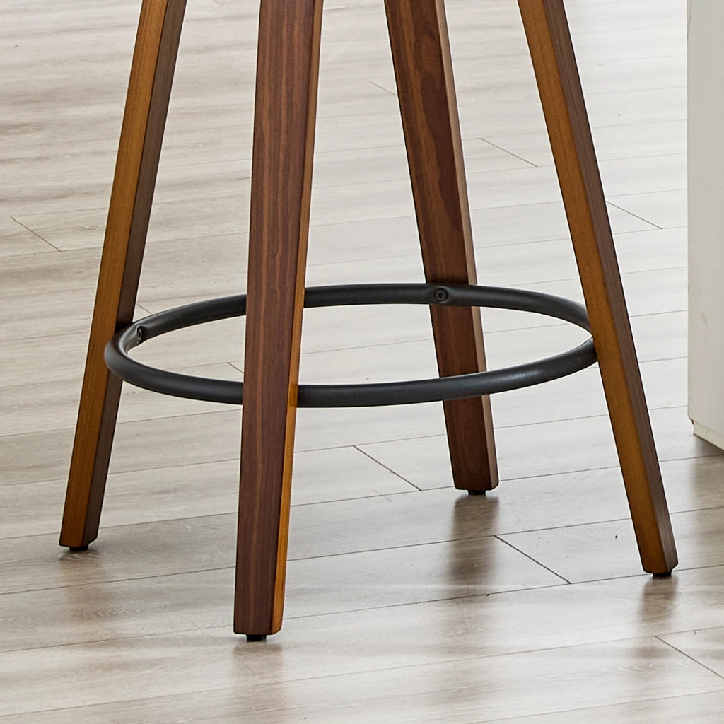 Sgabello da bar 2 pezzi con schienale in legno e rivestimento in PU, stile retrò per cucina e isola marrone