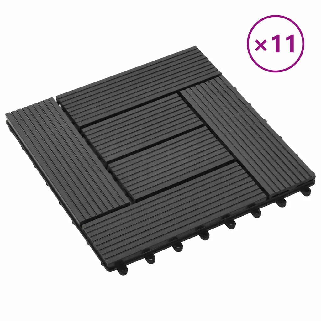 Piastrella per Decking 11 pz Nero 30 x 30 cm WPC CFW3145777