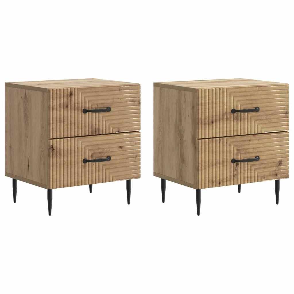 Armadio da Notte 2 pcs Rovere Artigianale 43 x 34,5 x 47,5 cm 894774