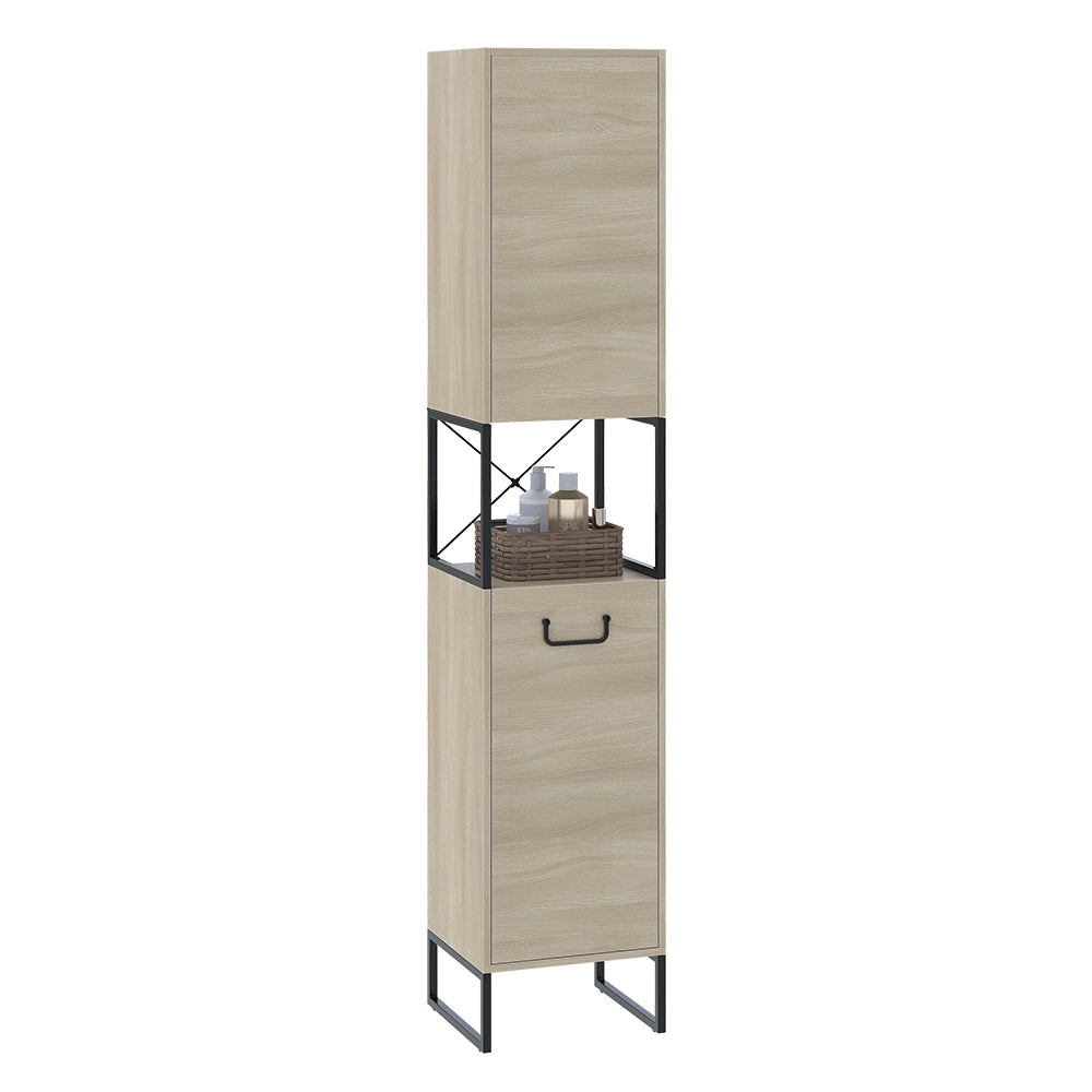 Vicco Mobiletto da bagno Quercia/nero 36 x 185 cm con 2 porte