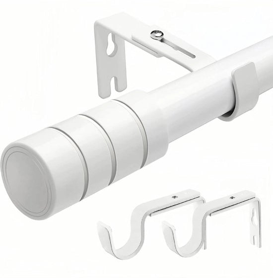 Rail per tenda, maniglia per tenda bianca, rail per tenda estensibile, fissaggio al soffitto, maniglia per tenda con estensione telescopica e ganci regolabili per soggiorno, camera da letto, diametro 25 mm, 110-210 cm (bianco)