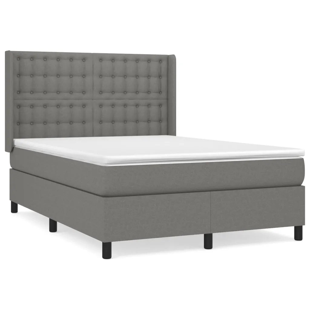 Giroletto a Molle con Materasso Grigio Scuro 140x200cm Tessuto 3131754