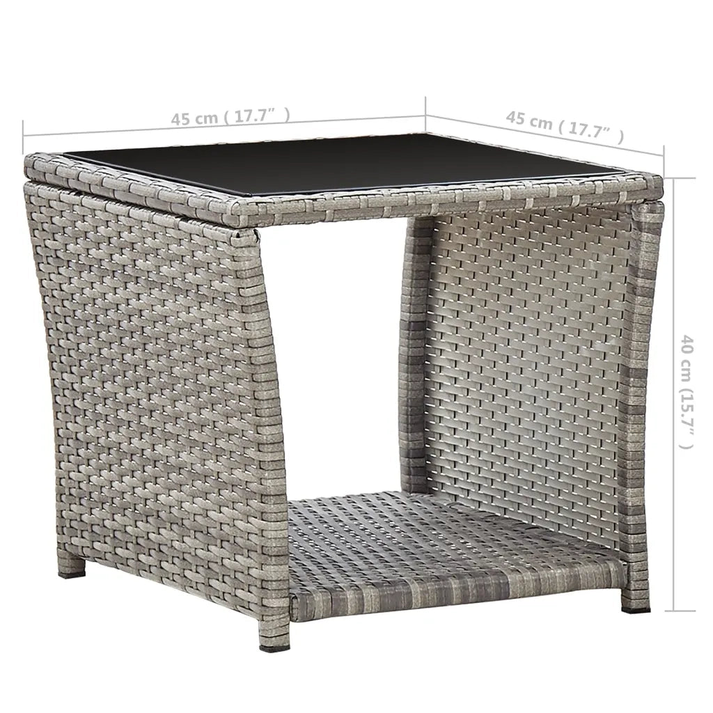 Tavolino da CaffÃ¨ Grigio 45x45x40 cm in Polyrattan e Vetro cod mxl 52240