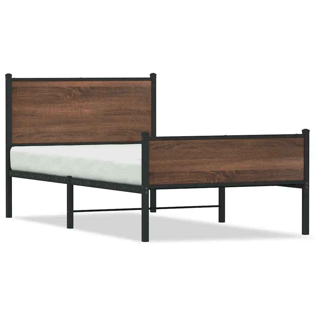 vidaXL Giroletto senza Materasso in Metallo Rovere Marrone 100x200 cm