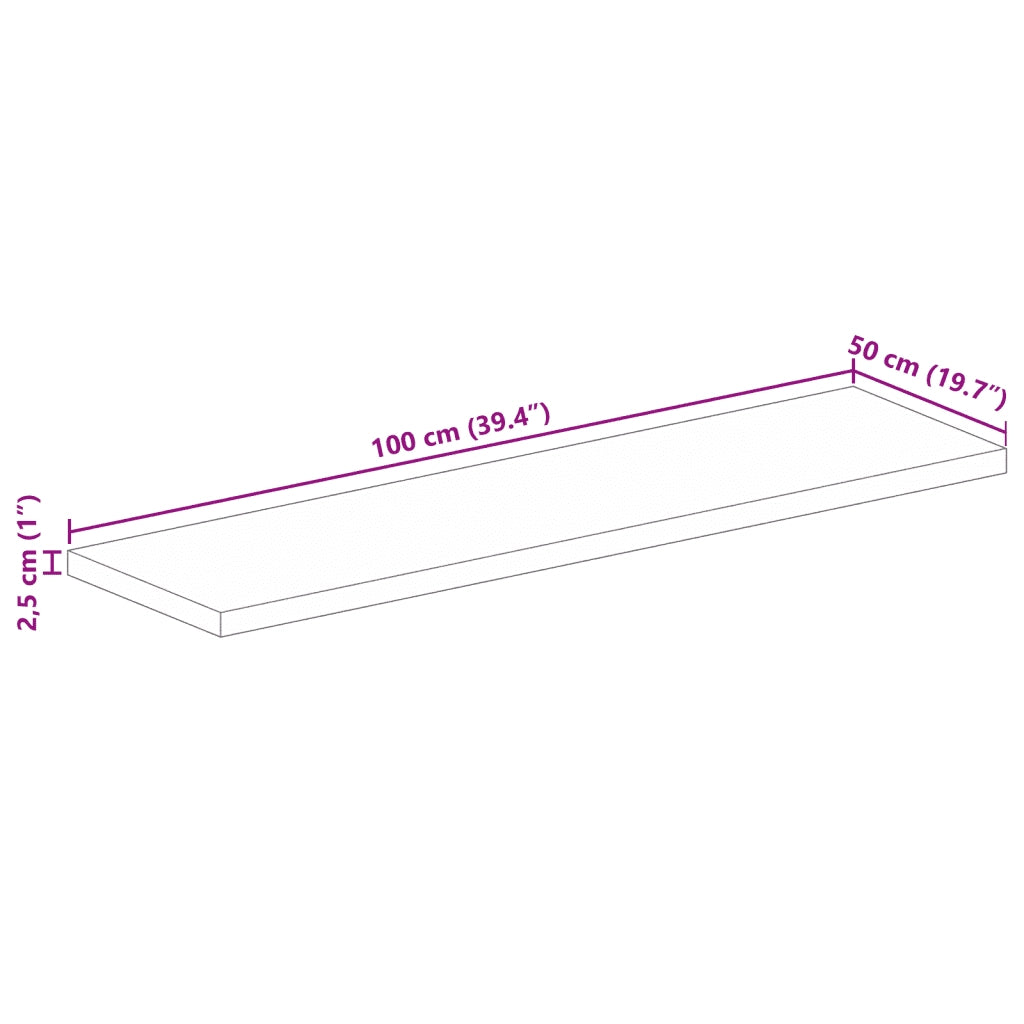 Piano Tavolo 100x50x2,5 cm Rettangolare Legno Massello di Pino 371461