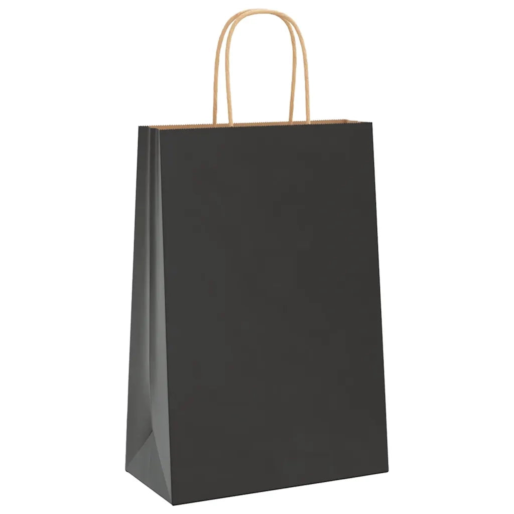 vidaXL Sacchetti di Carta 250 pz con Manici Neri 21x11x31 cm