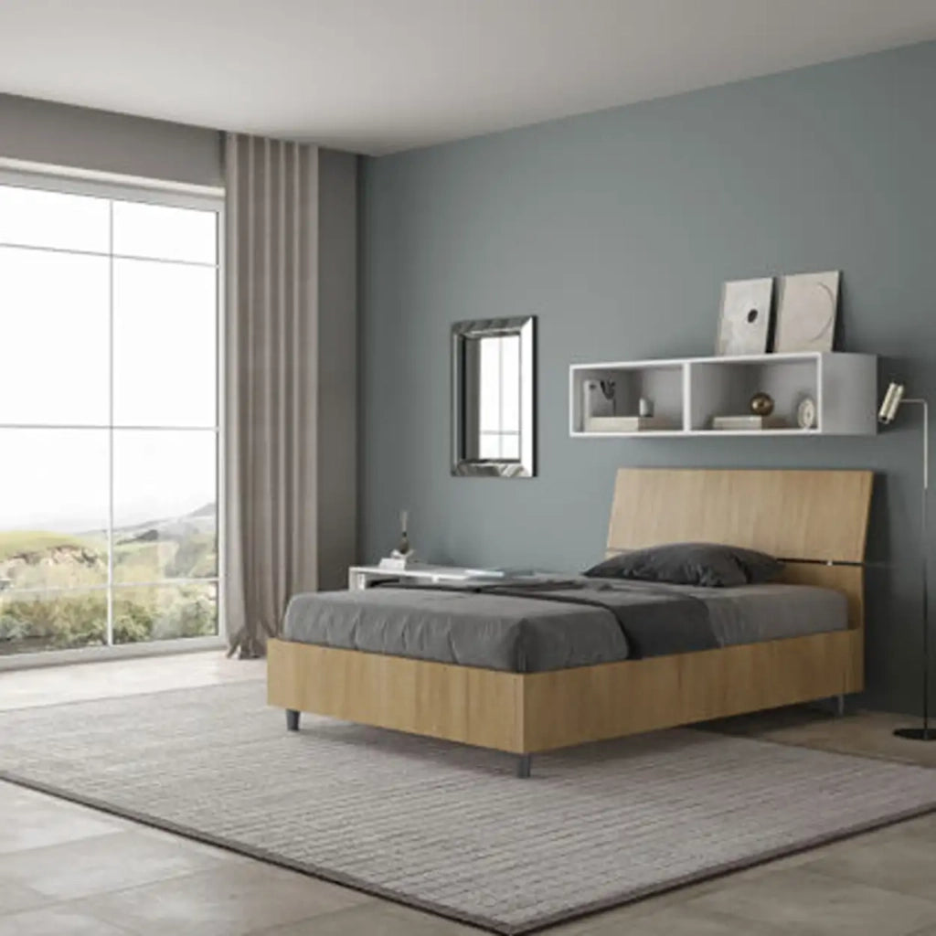 Letto una piazza e mezza senza rete 120x190 testata inclinata quercia Demas