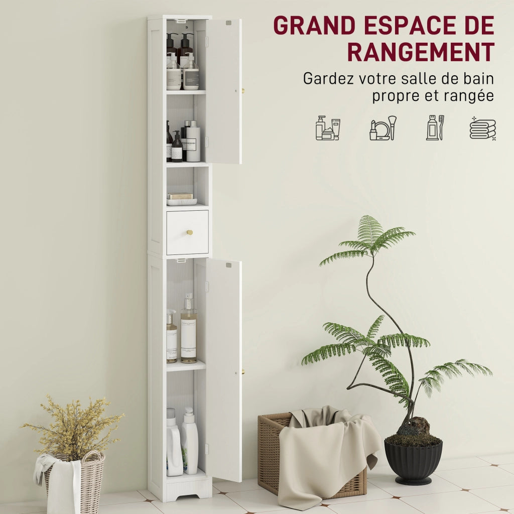 Mobile colonna bagno ¨C zephmum ¨C 2 ante, cassetto, bianco