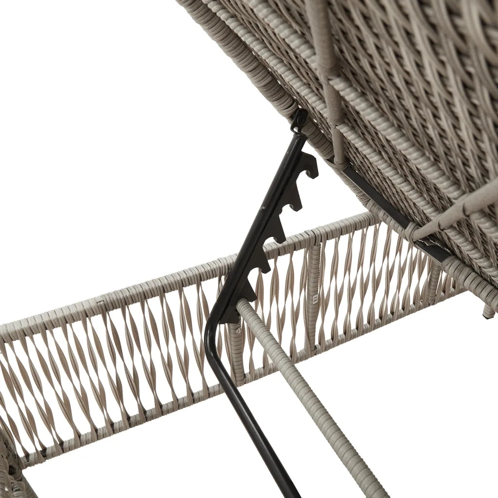 vidaXL Lettini Prendisole 2pz con Tavolino Grigio Chiaro in Polyrattan