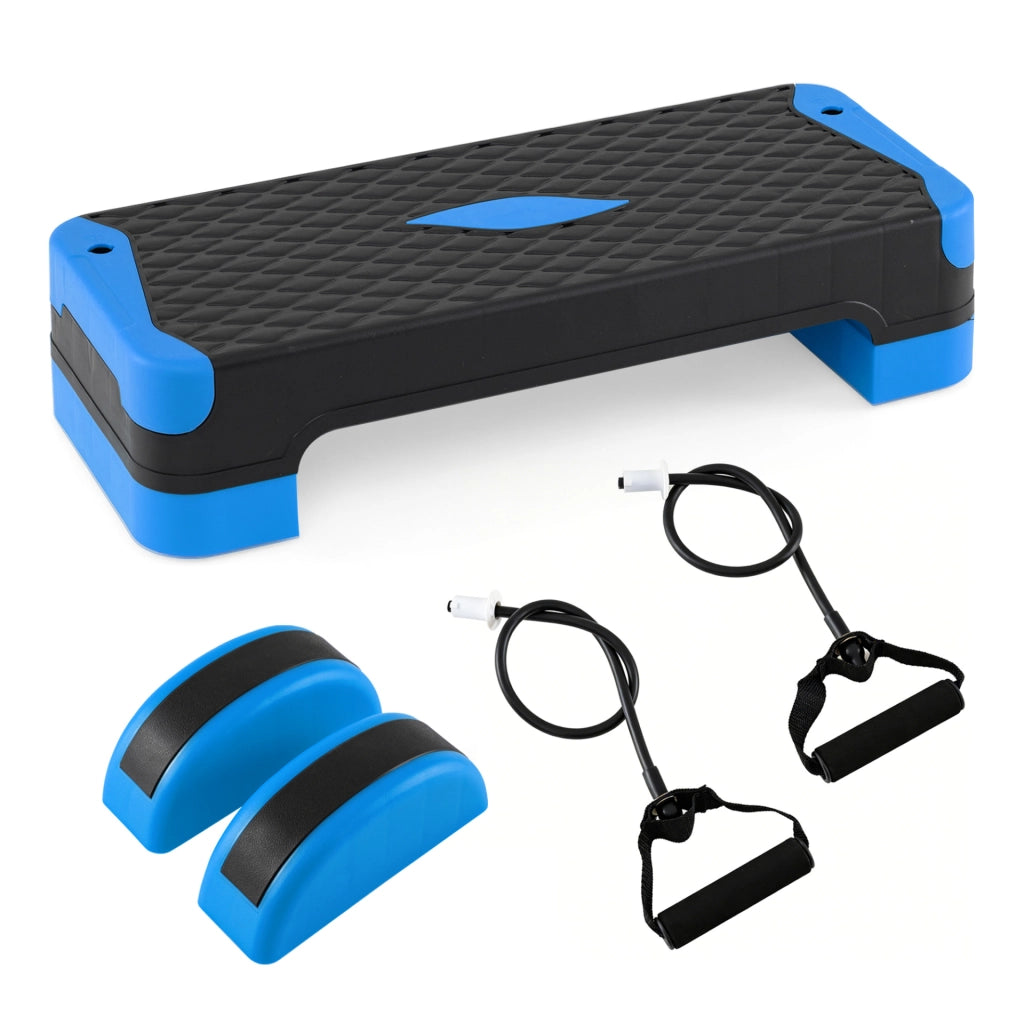 Stepper fitness casa rialzati e allenatori equilibrio alta portata, Pedana step antiscivolo e regolabile in altezza Blu