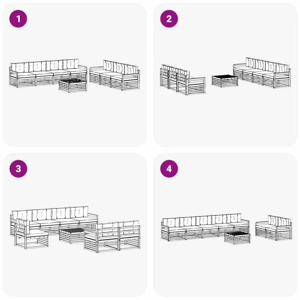 Set di divani da esterno 8 pz Bianco e Antracite Poliestere 3390152