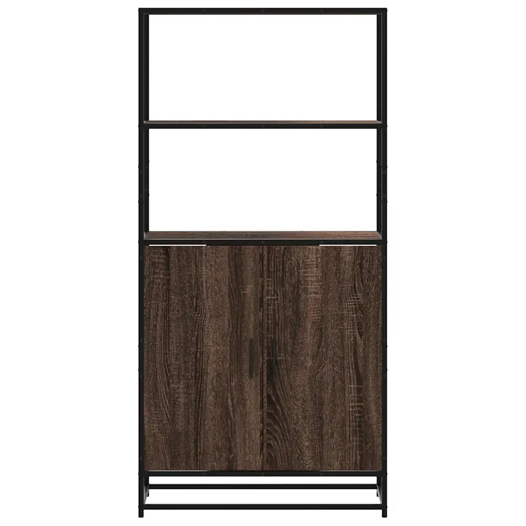 Credenza Rovere Marrone 68x35x139 cm Legno Multistrato Metallo