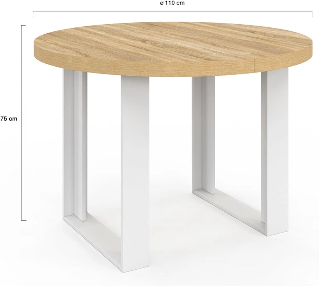 Tavolo da pranzo rotondo PHOENIX per 4 persone in legno e bianco 110 cm