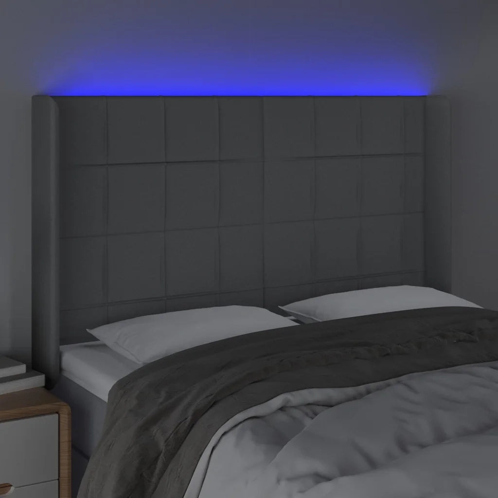 Testiera a LED Grigio Chiaro 147x16x118/128 cm in Tessuto 3124046