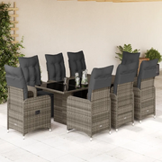 Set BistrÃ² da Giardino 9 pz con Cuscini in Polyrattan Grigio