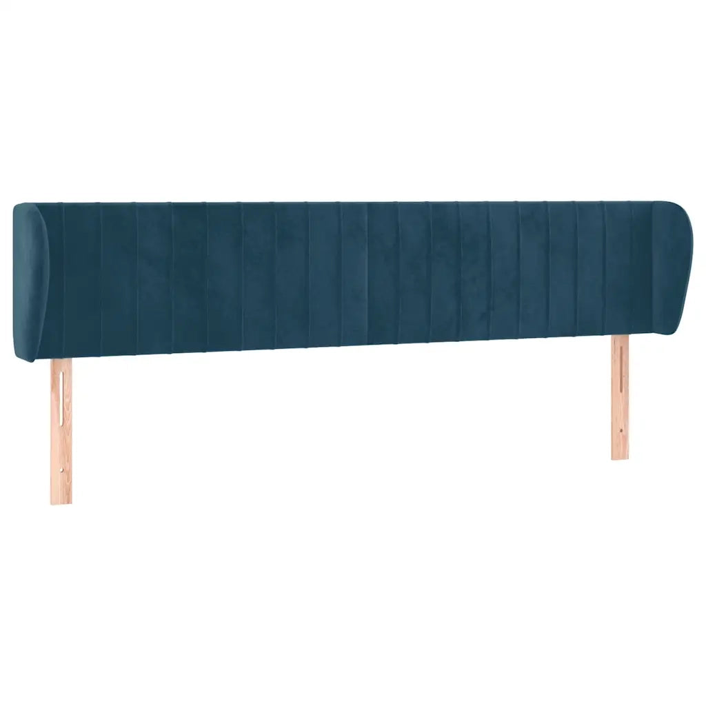 Testiera ad Orecchio-Testata con Orecchie Blu Scuro 203x23x78/88 cm in Velluto 126094