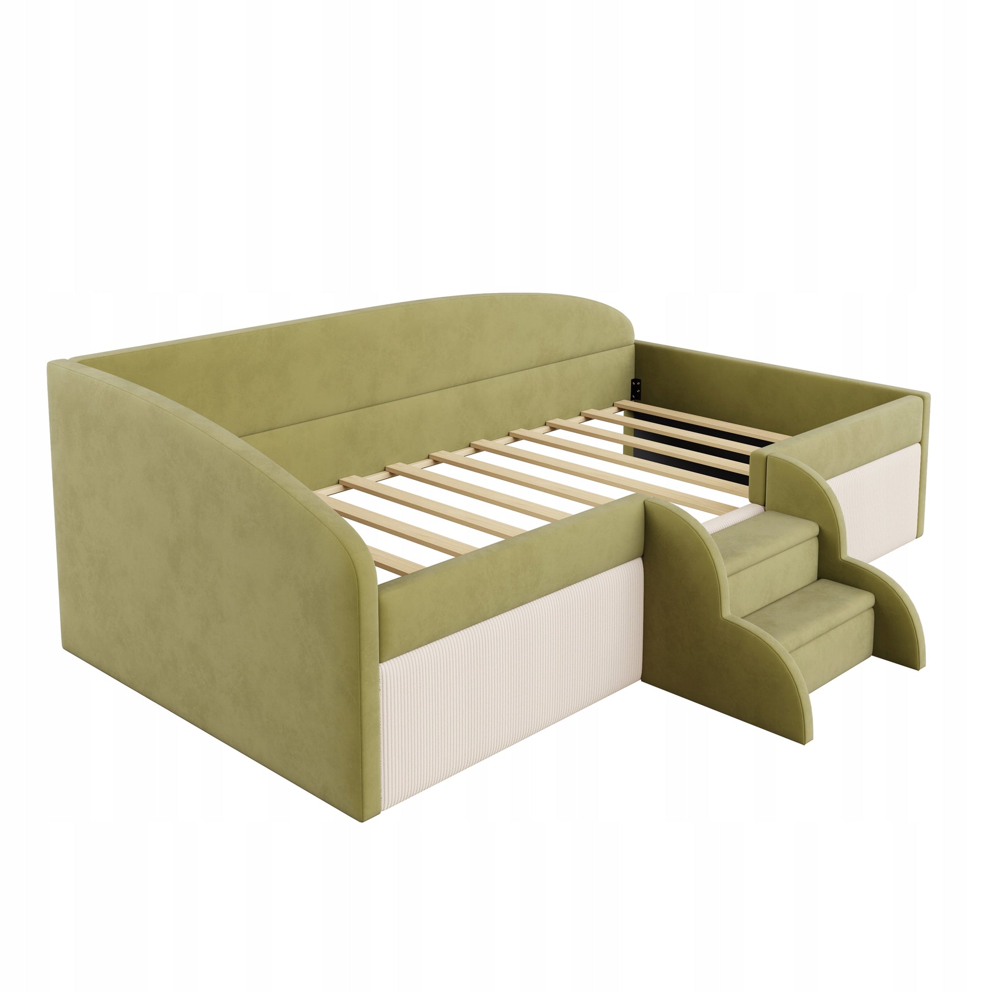 Letto imbottito 90x190 - Xylo - Verde scuro crema