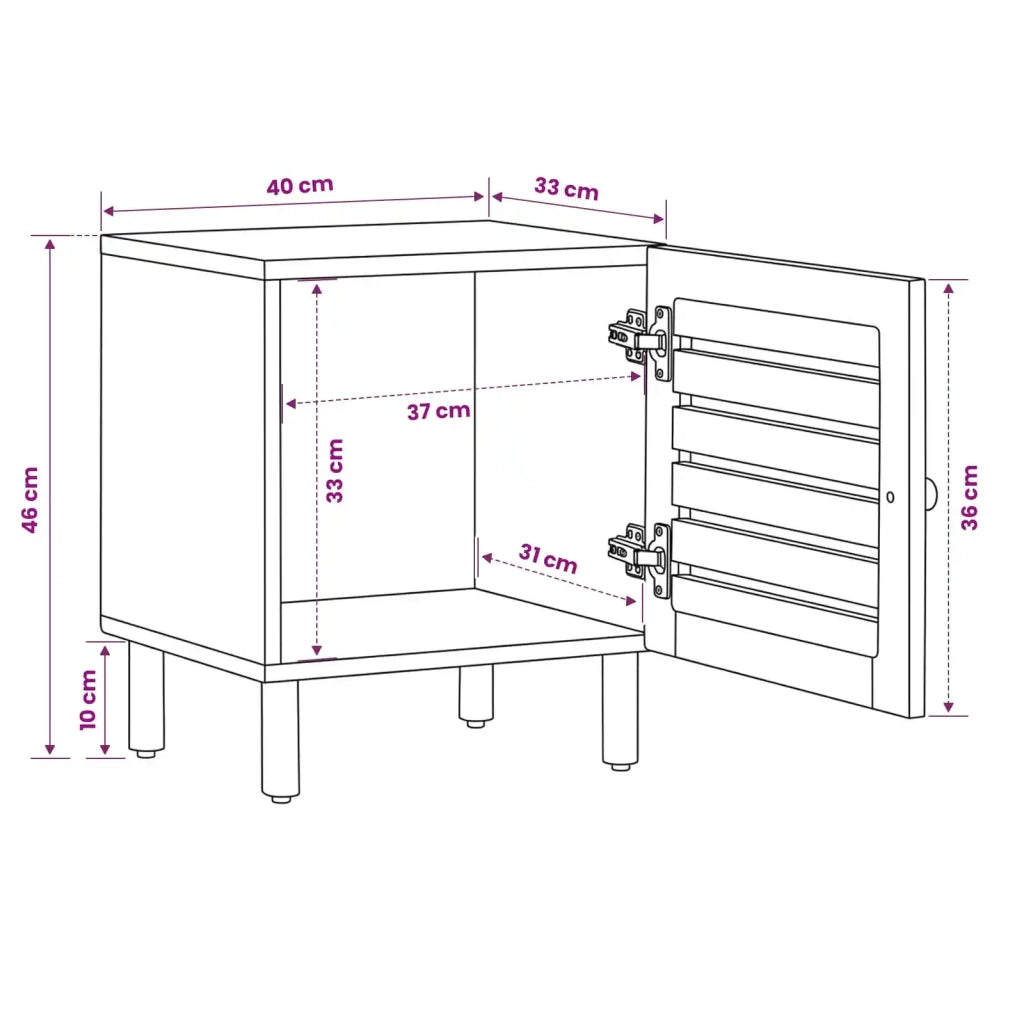 Comodino 2 pz Naturale 40 x 33 x 46 cm Legno di mango massello 4018841
