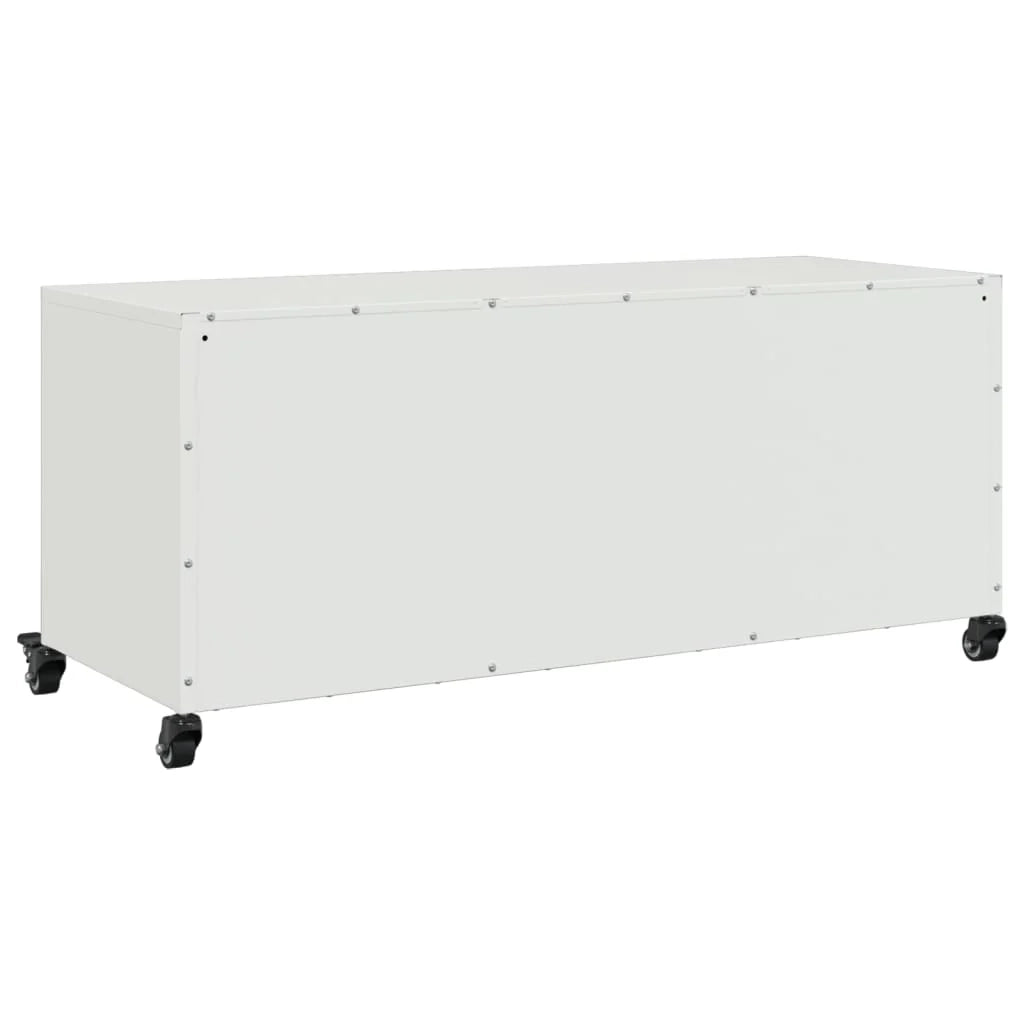 Mobile TV multimediale mensola TV credenza mobile TV sala da pranzo soggiorno camera da letto 100,5 x 39 x 43,5 cm acciaio bianco 02_0025535