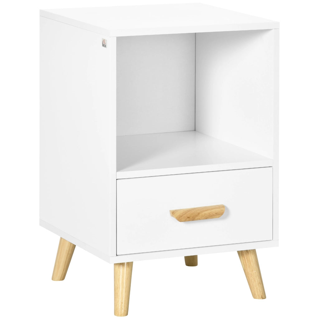 Comodino con cassetto e ripiano ¨C zephmum ¨C bianco 40x40x62 cm