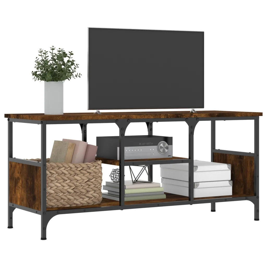 vidaXL Mobile TV Rovere Fumo 100x35x45 cm in Legno Multistrato e Ferro