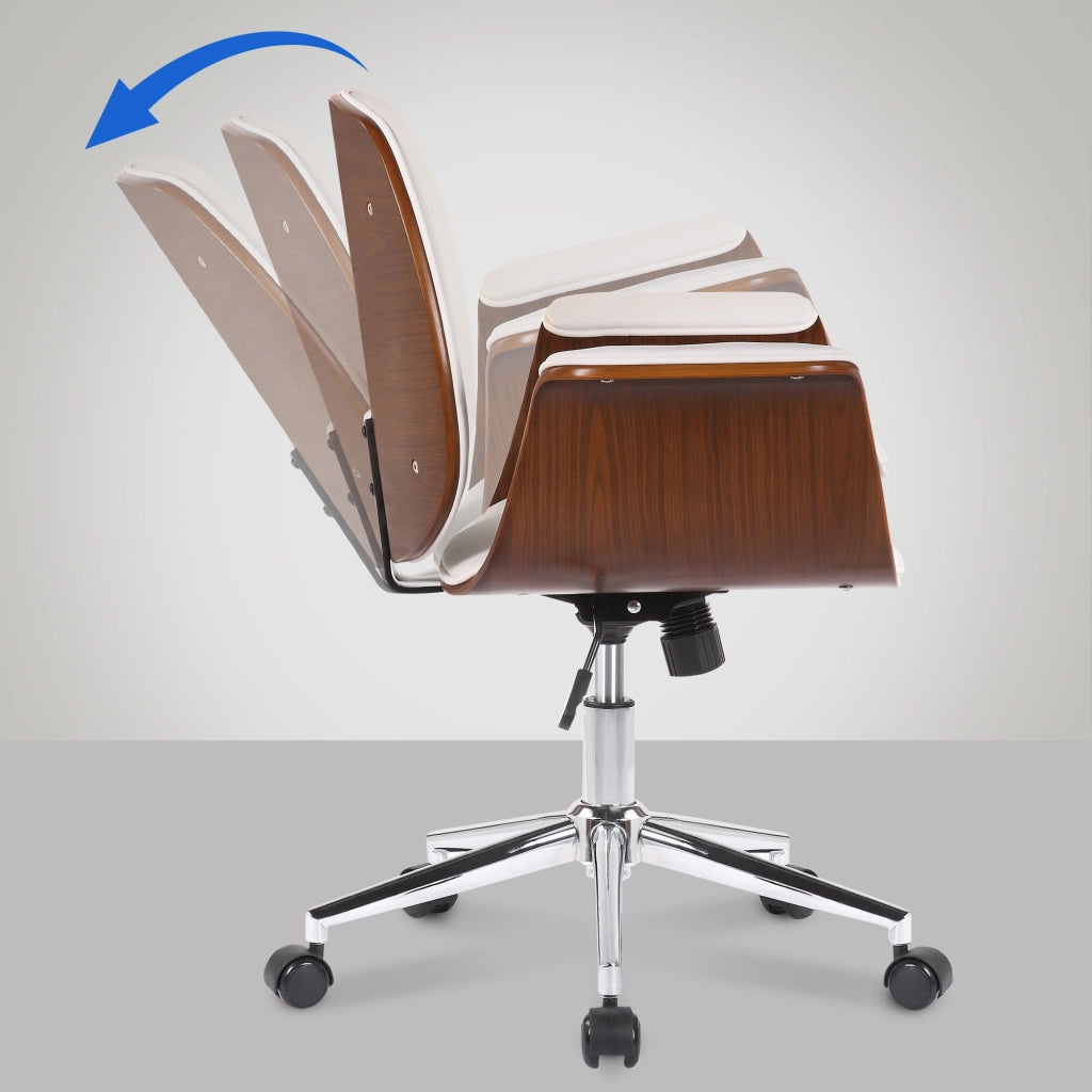 Sedia ufficio Kemberg in similpelle Noce/bianco