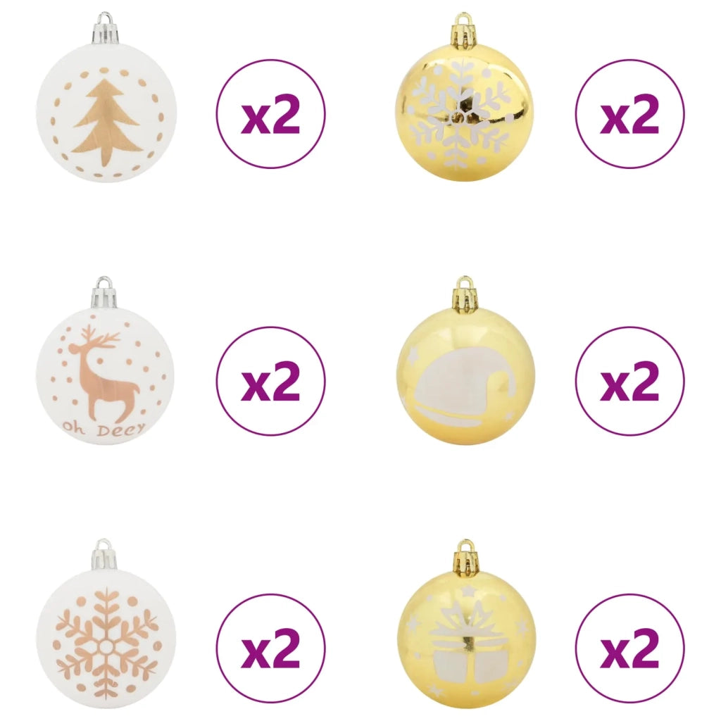 Set di Palle di Natale 40 pz Bianco e Oro Plastica CFW6458655