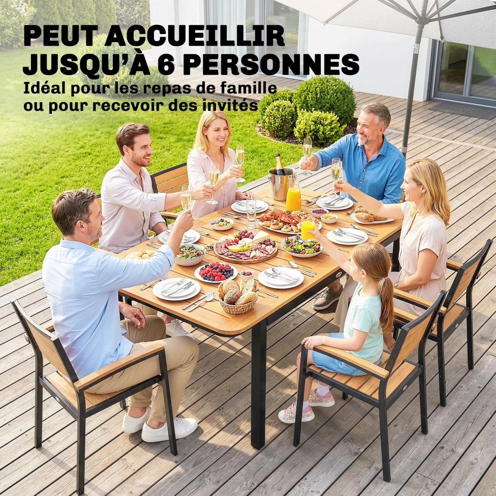 Tavolo da pranzo rettangolare da giardino 6 persone ¨C Xylo ¨C legno composito telaio metallo 127x70cm marrone