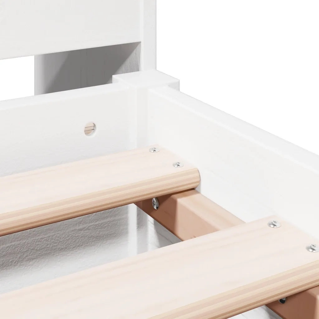 Letto Libreria senza Materasso-Struttura Letto con contenitore Bianco 150x200 cm Legno di Pino 268669