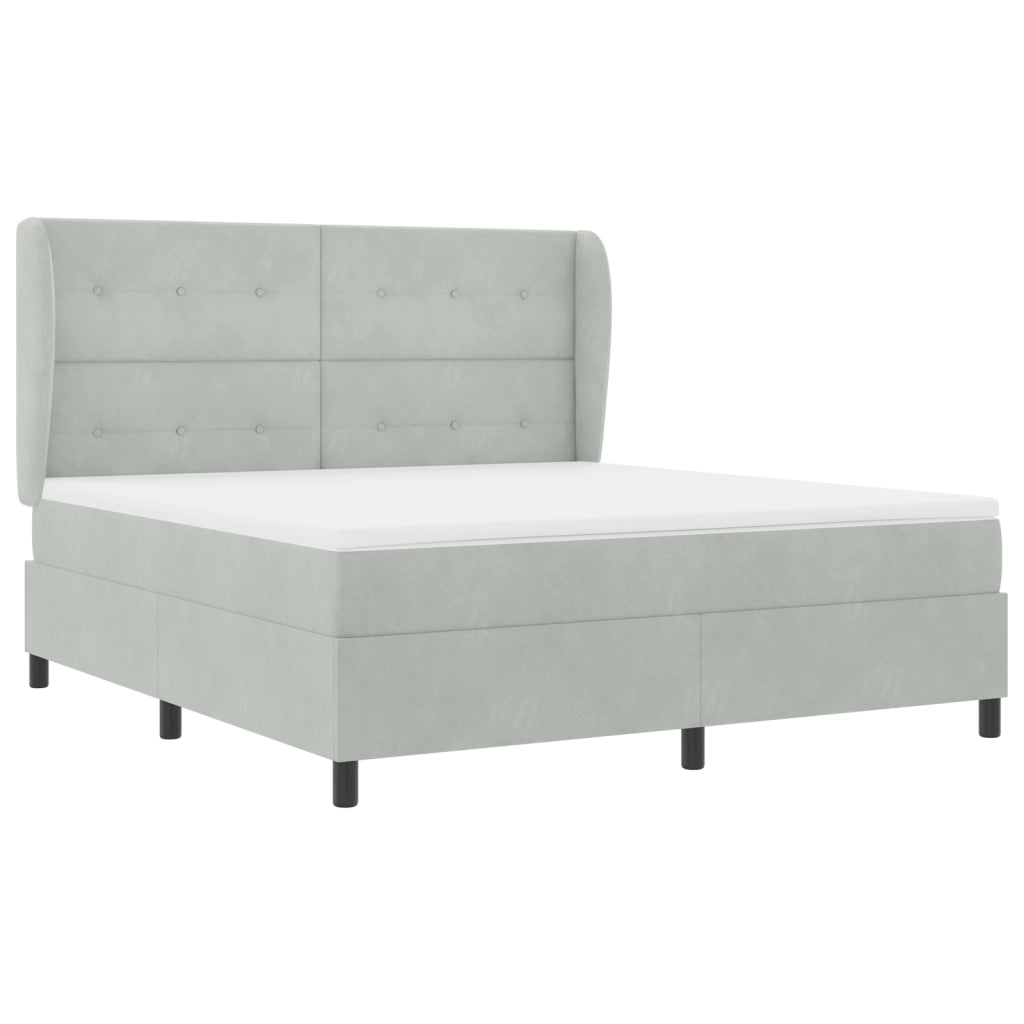 Letto Box Spring  con materasso Grigio chiaro 180x200 cm Velluto