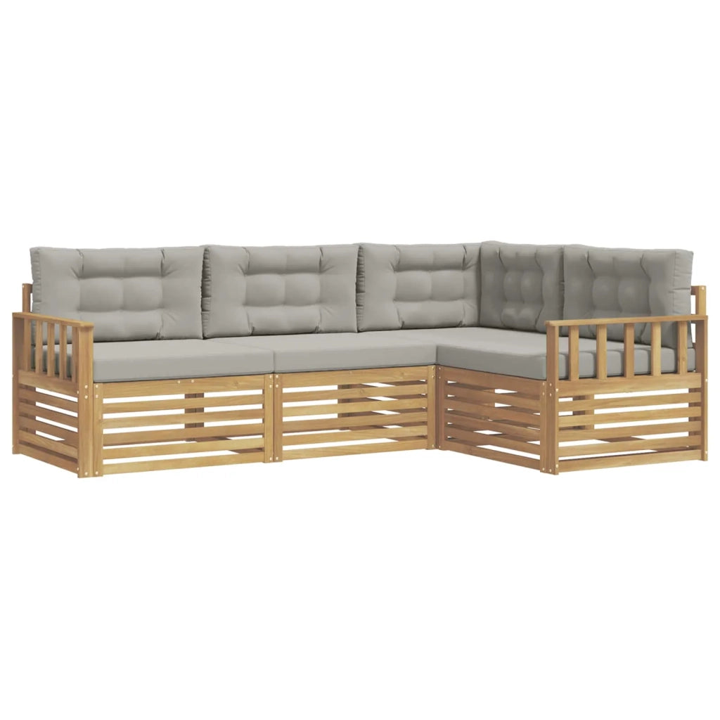 Set di divani da esterno 5 pz Bianco e Grigio Chiaro Poliestere 3390396