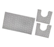 Tappeto Bagno Morbido Assorbente Antiscivolo 3D Intrecciato Lavabile Set 3 Pezzi Grigio