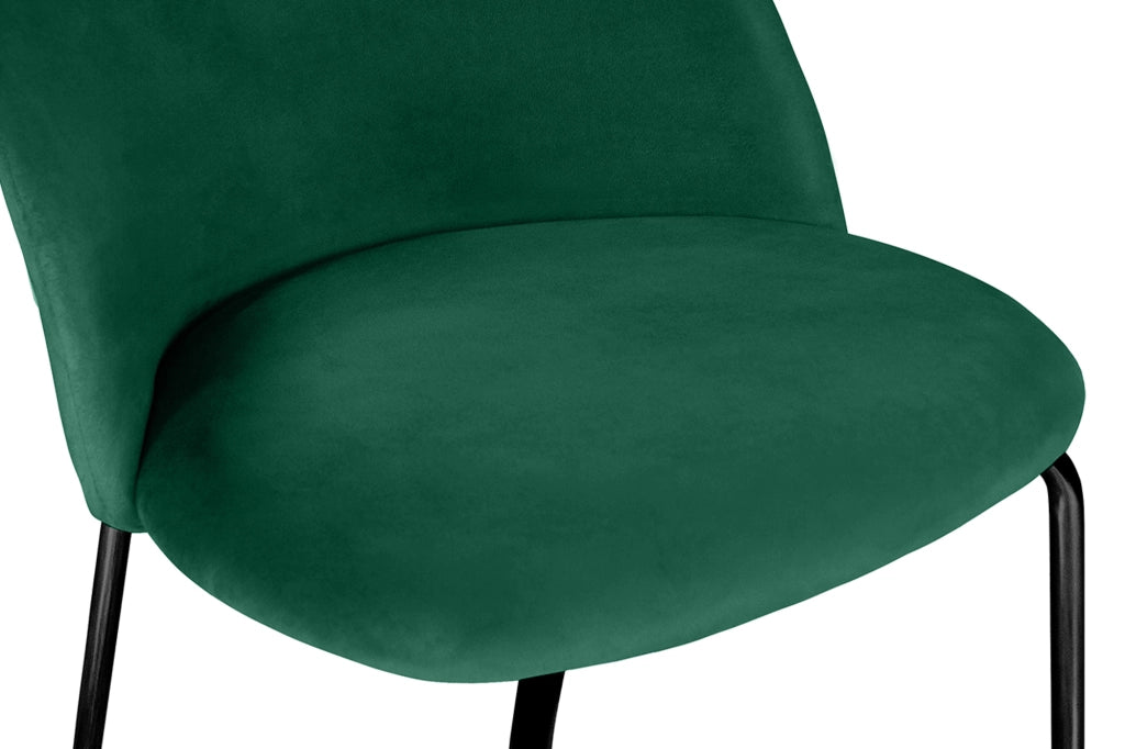 Set di 2 sedie da pranzo imbottite in velluto verde scuro piede nero – Nicole - SD30NIPN
